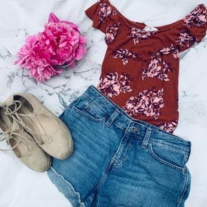 Off the shoulder floral blouse